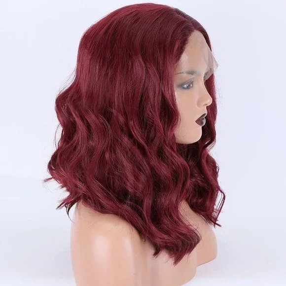 Burgundy Red Short Bob Wigs-13×4 Lace Front Wig